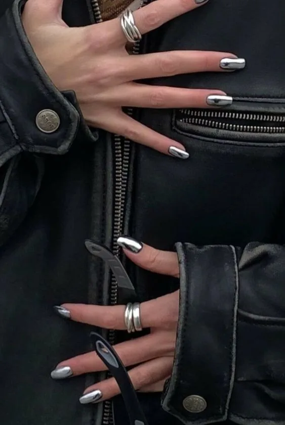 Black and Chrome Nails