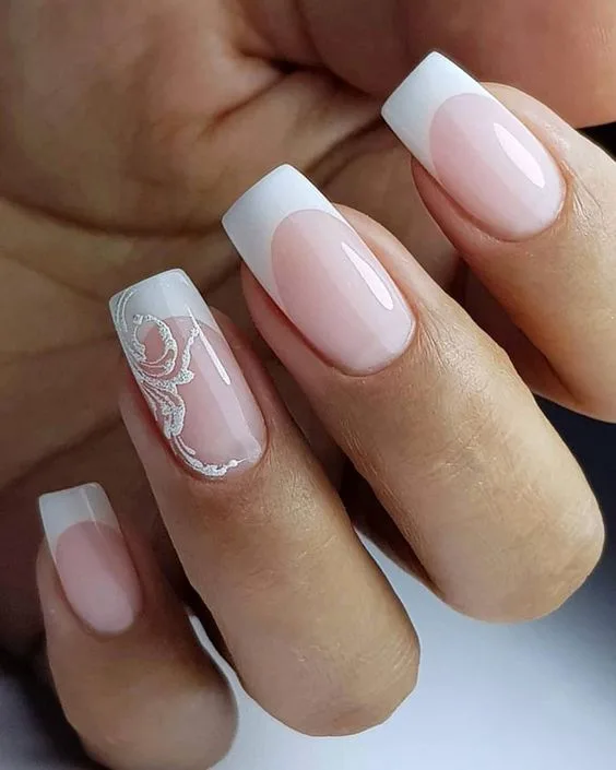 Pink and White Nails