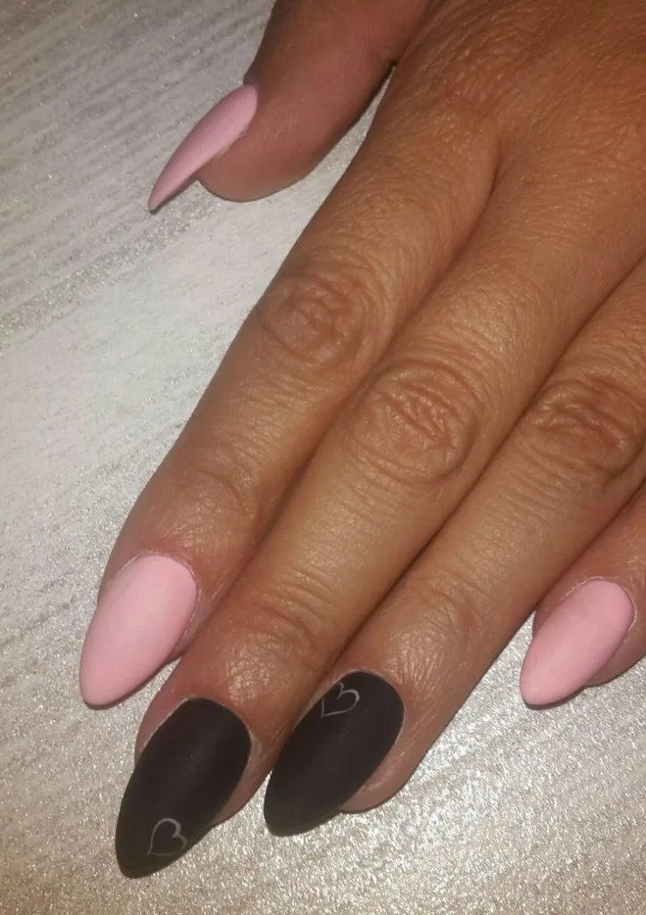 Pink and Black Nails