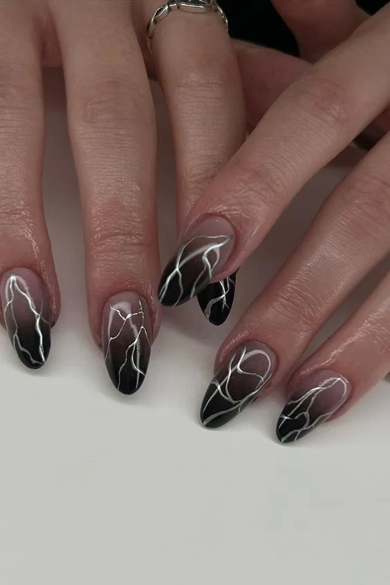 Black and Chrome Nails