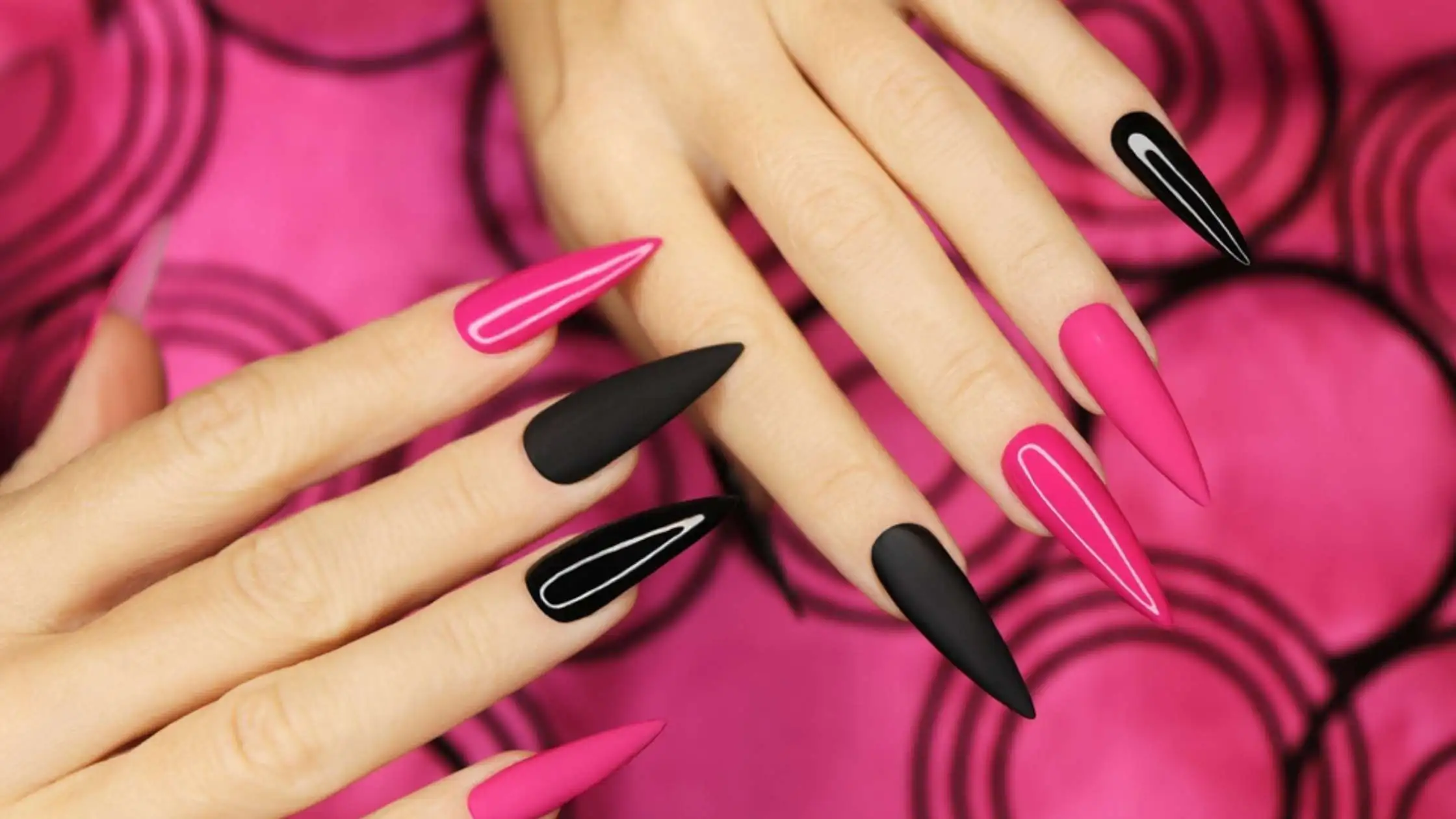 Pink and Black Nails