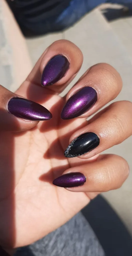 Purple and Black Nails