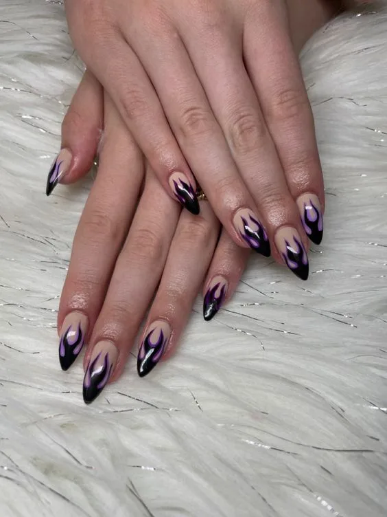 Purple and Black Nails