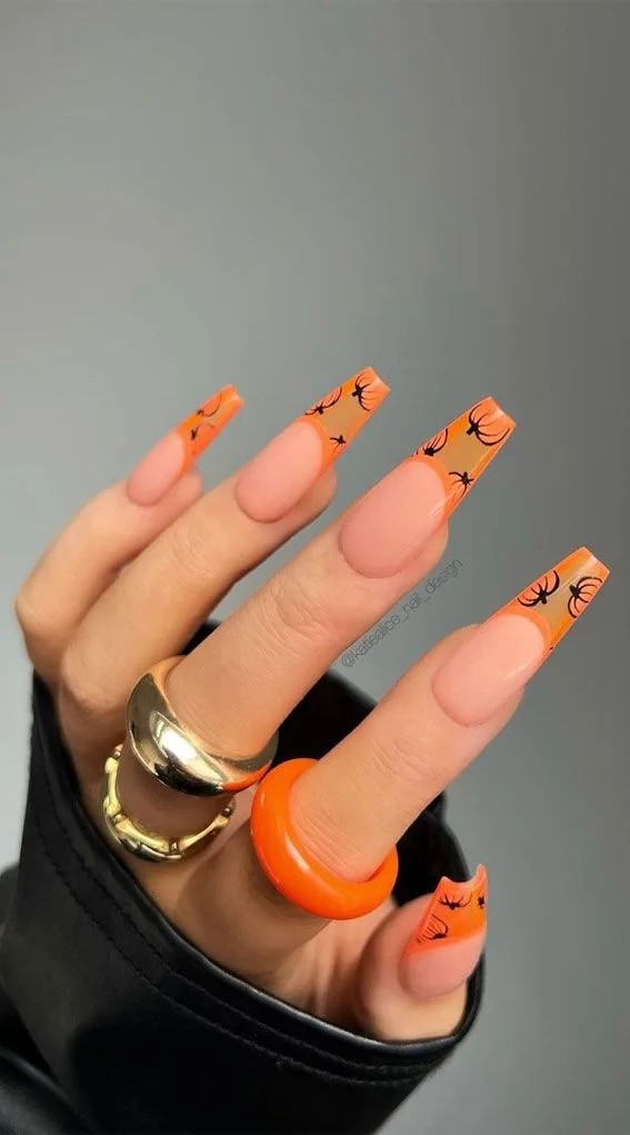 Halloween French tip nails