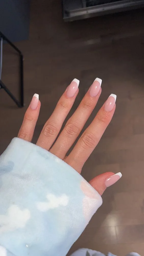 coffin french tip nails