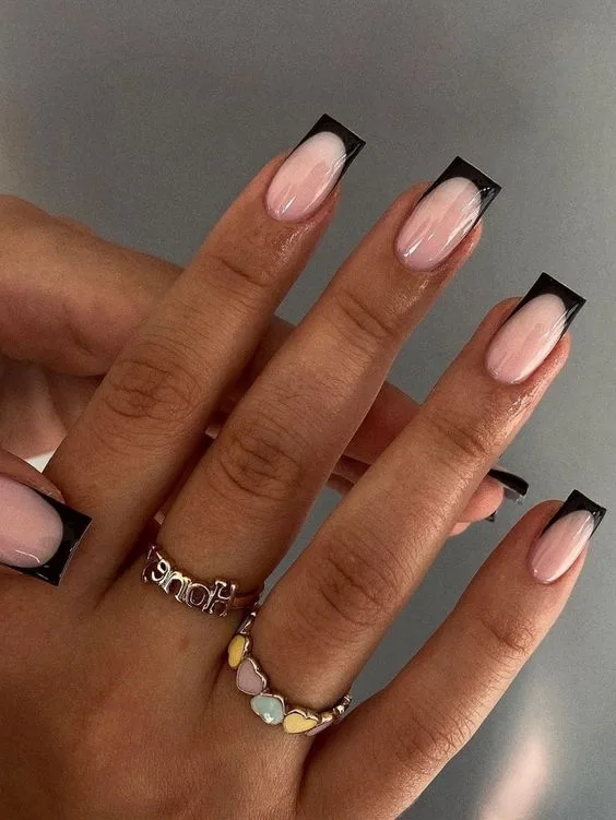 coffin french tip nails